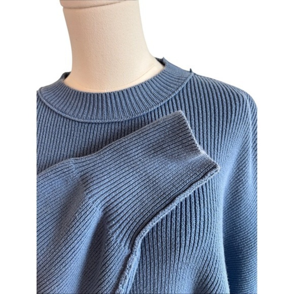 Free People Sweater Blue Size M Oversized Ribbed Knit Boho Consign - Picture 4 of 9